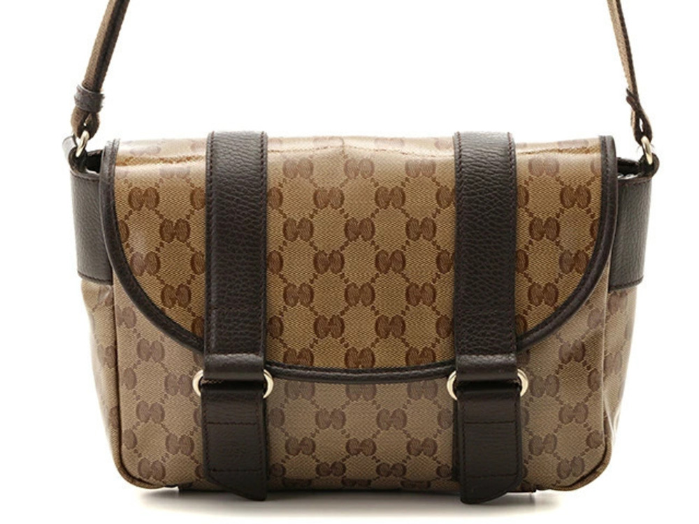 Gucci Shoulder Bag GG Crystal Beige Cream Enamel Leather
